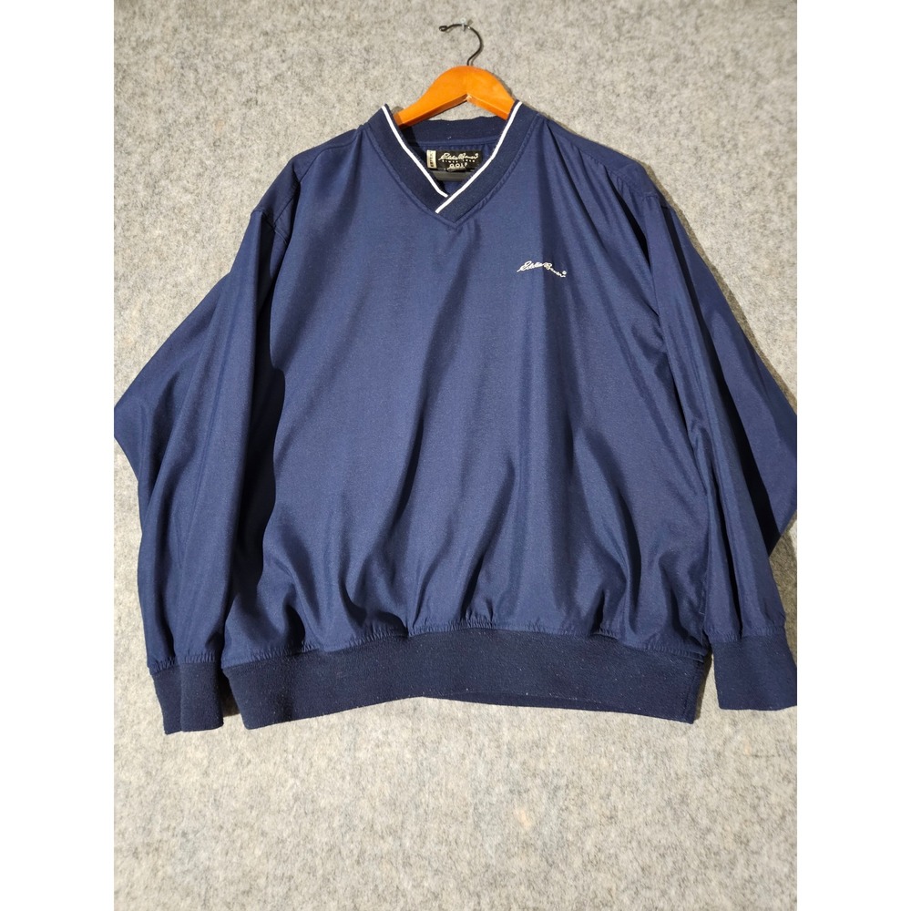 Eddie Bauer Golf Windbreaker Mens Blue EBTEK V-Neck Pullover Long Sleeve S